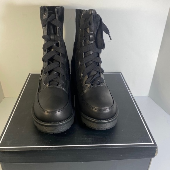 MIA Malcolm Black Combat Boots w/sock detail - Picture 3 of 7